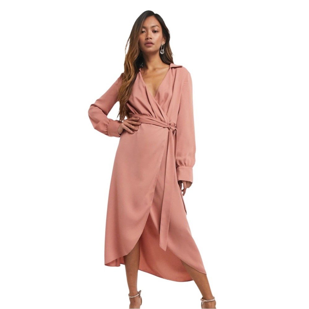 Terracotta Midi Wrap Dress - Picture 5 of 11